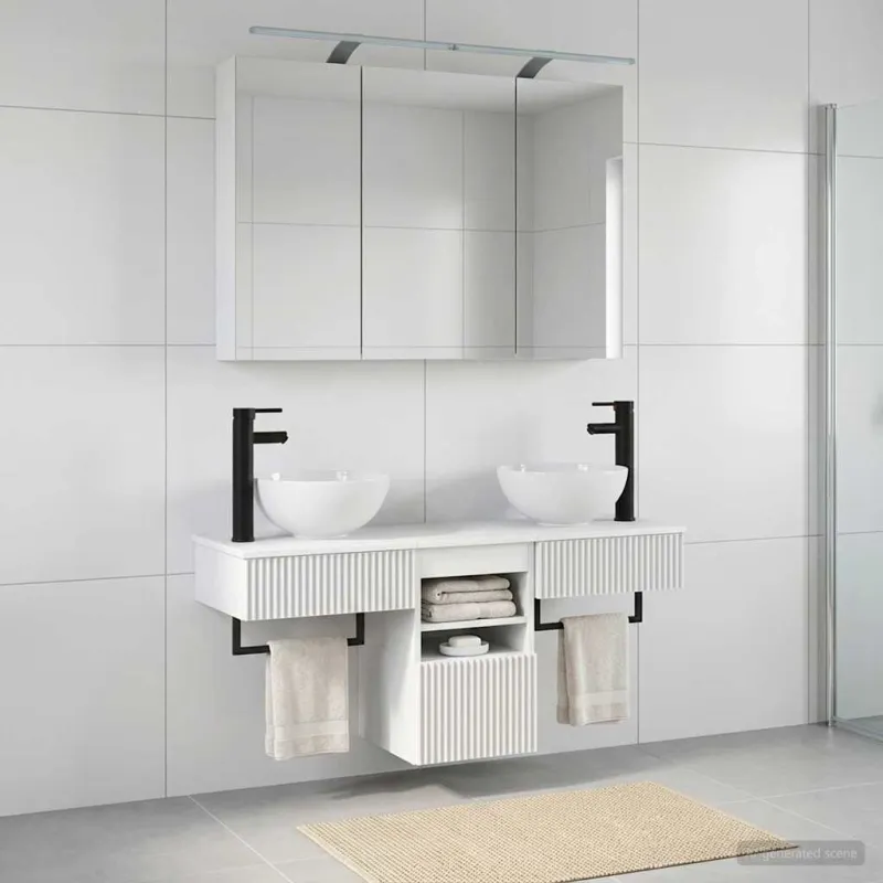 Vonios spintos komplektas 4 pcs Balta 100 x 14,5 x 70 cm