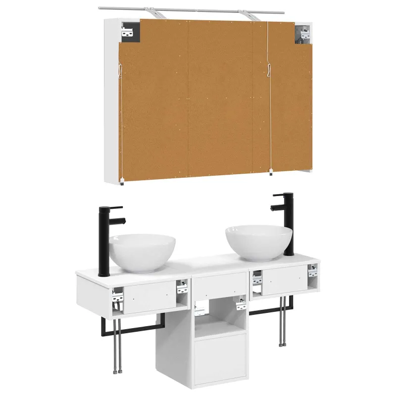 Vonios spintos komplektas 4 pcs Balta 100 x 14,5 x 70 cm