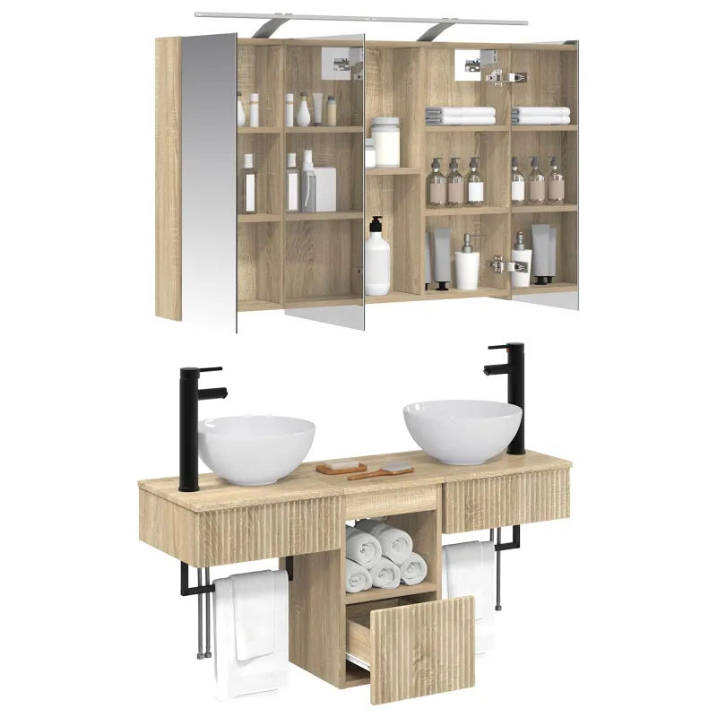 Vonios spintos komplektas 4 pcs Sonoma ąžuolas