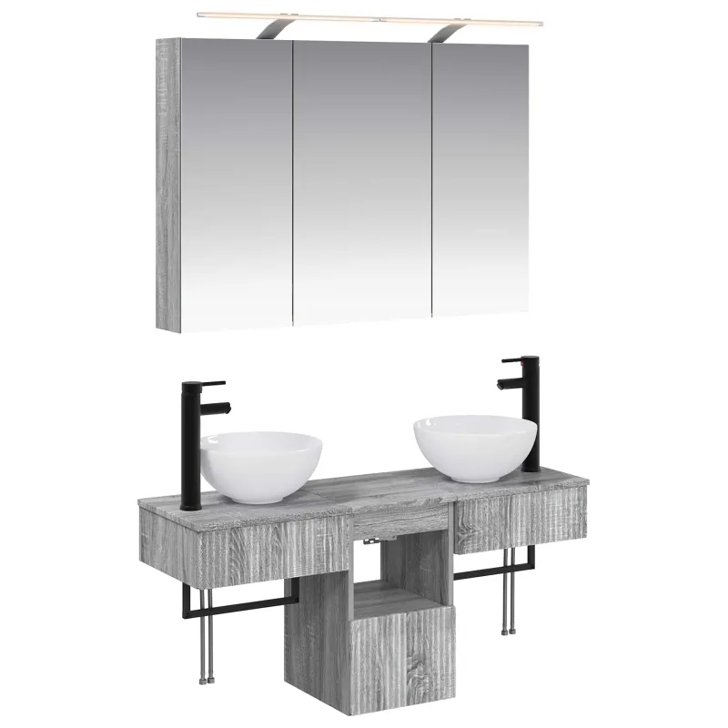 Vonios spintos komplektas 4 pcs Pilka Sonoma 100 x 14,5 x 70 cm