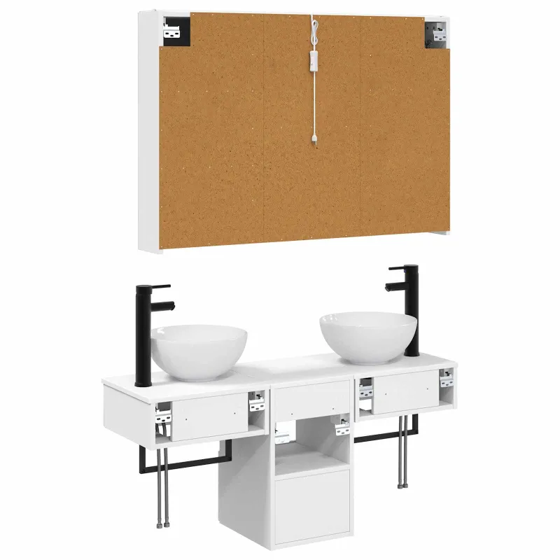 Vonios spintos komplektas 4 pcs Balta 103,5 x 15,5 x 70 cm