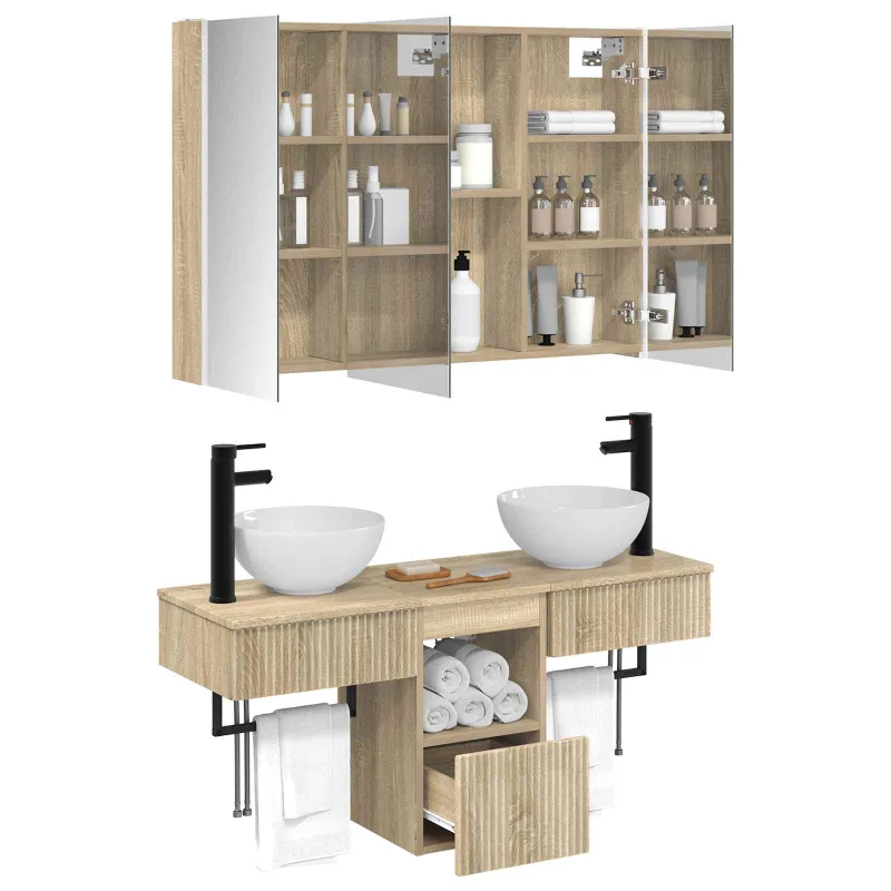 Vonios spintos komplektas 4 pcs Sonoma ąžuolas
