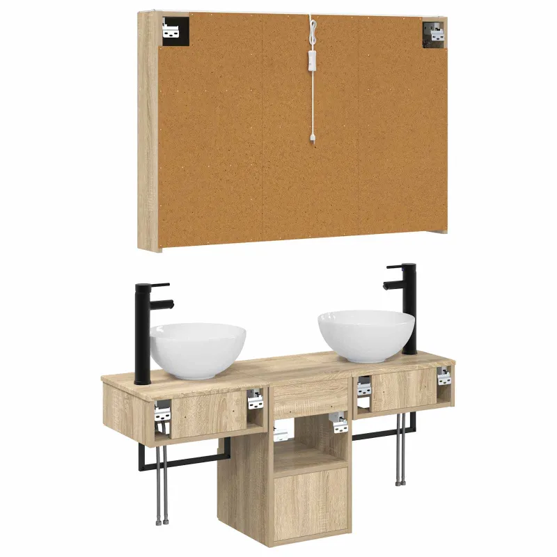 Vonios spintos komplektas 4 pcs Sonoma ąžuolas