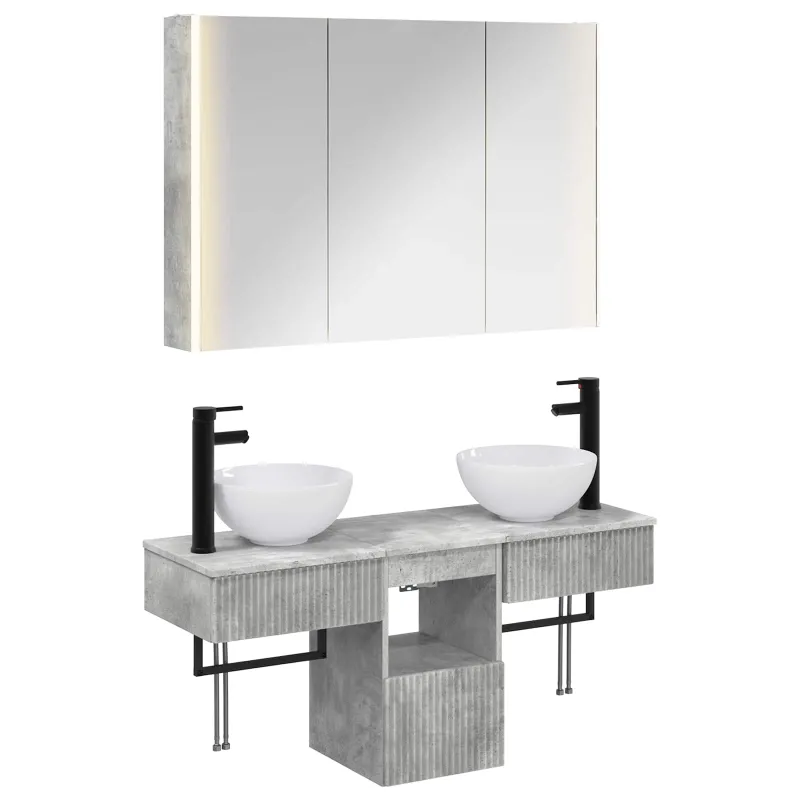 Vonios spintos komplektas 4 pcs Betono pilka
