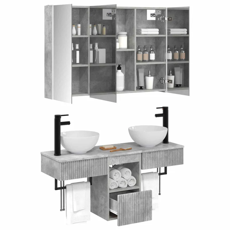 Vonios spintos komplektas 4 pcs Betono pilka