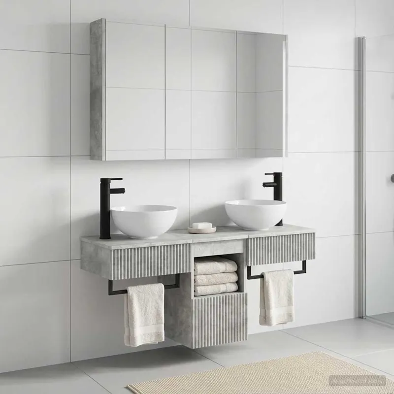 Vonios spintos komplektas 4 pcs Betono pilka