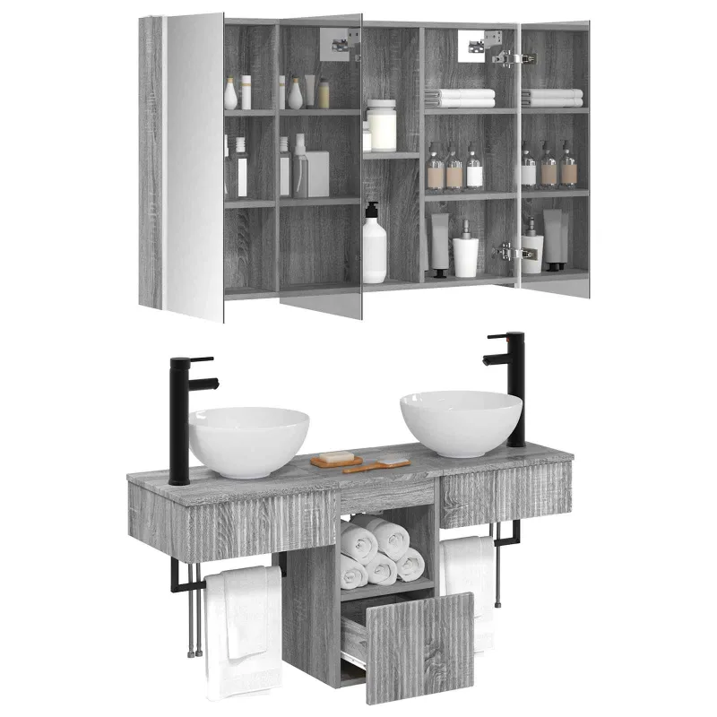 Vonios spintos komplektas 4 pcs Pilka Sonoma