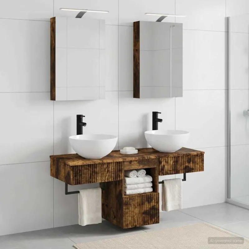 Vonios spintos komplektas 5 pcs Dūminio ąžuolo