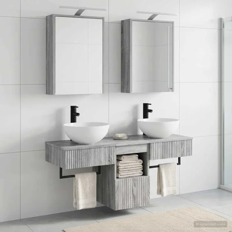 Vonios spintos komplektas 5 pcs Pilka Sonoma 43 x 16 x 62,5 cm
