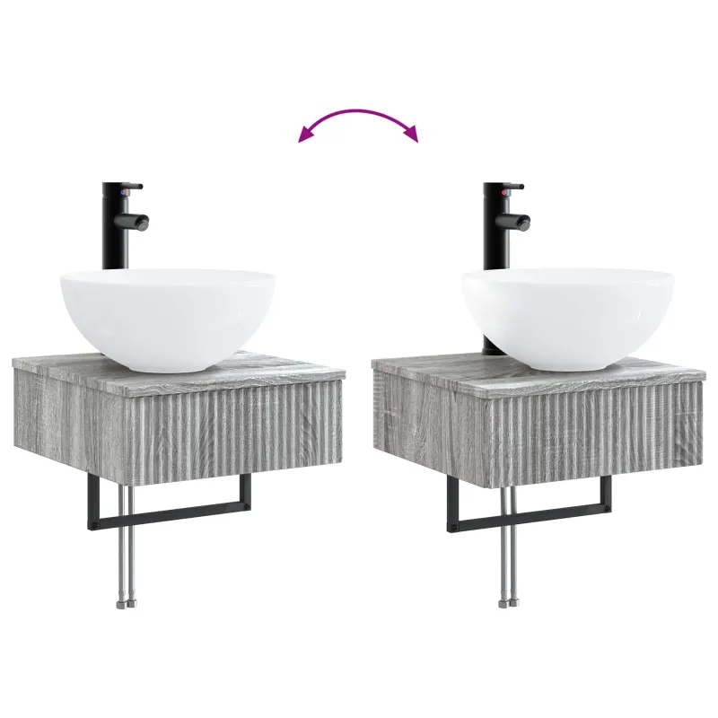 Vonios spintos komplektas 5 pcs Pilka Sonoma 43 x 16 x 62,5 cm