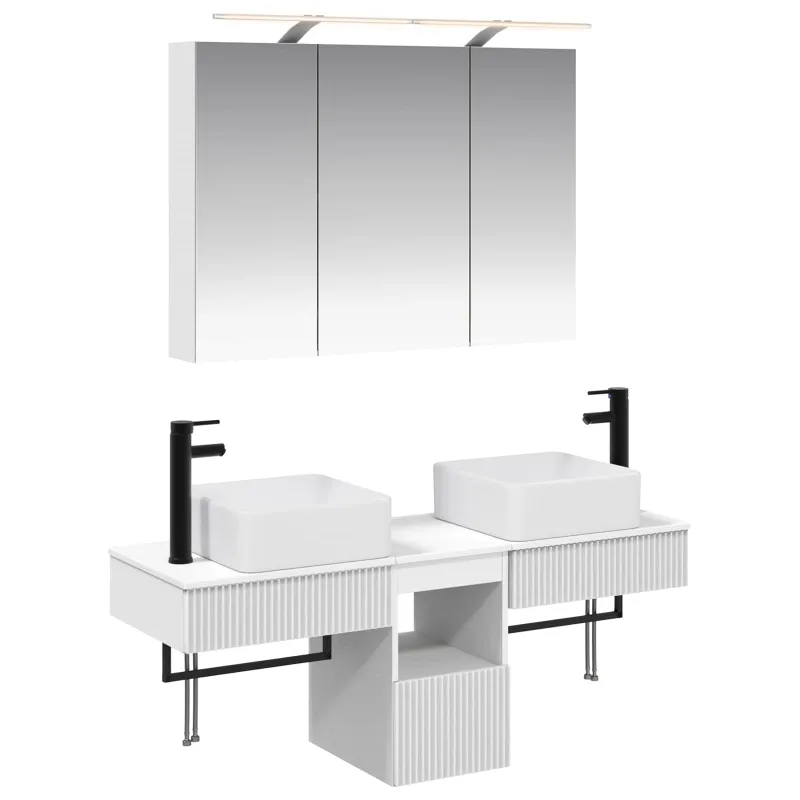 Vonios spintos komplektas 4 pcs Balta 100 x 14,5 x 70 cm