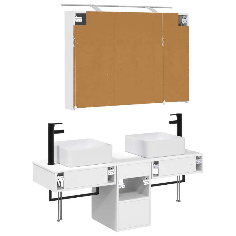 Vonios spintos komplektas 4 pcs Balta 100 x 14,5 x 70 cm