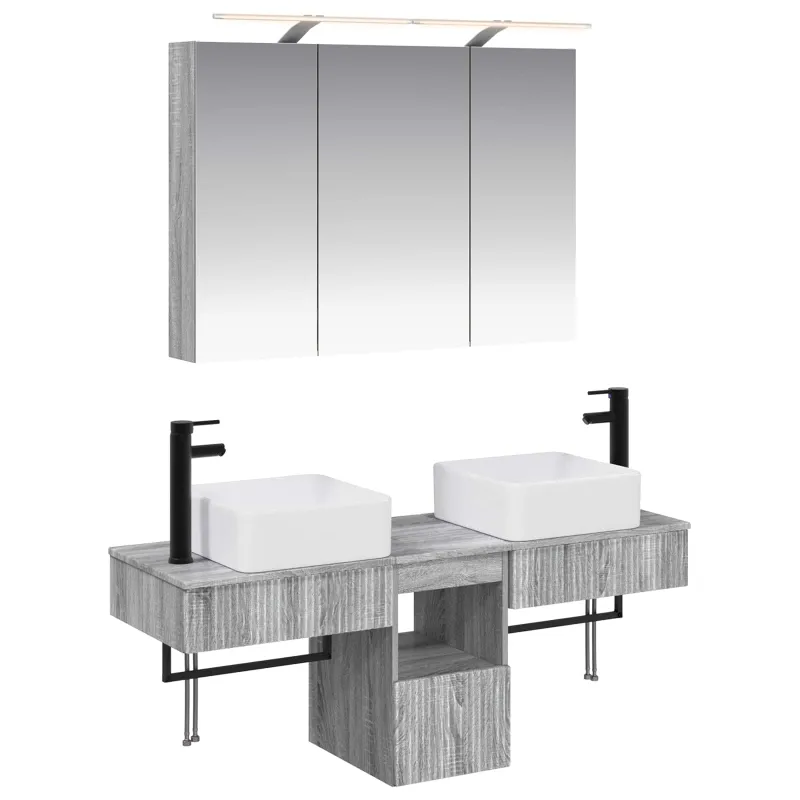 Vonios spintos komplektas 4 pcs Pilka Sonoma 100 x 14,5 x 70 cm