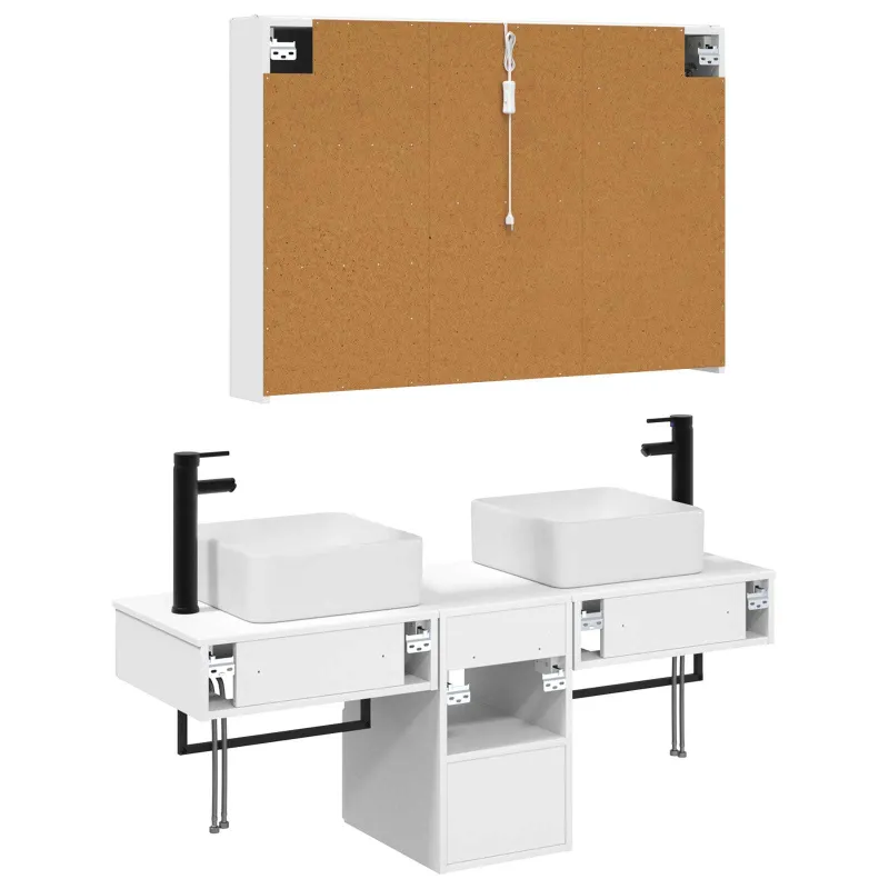 Vonios spintos komplektas 4 pcs Balta 103,5 x 15,5 x 70 cm