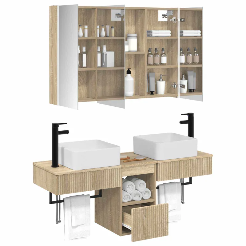 Vonios spintos komplektas 4 pcs Sonoma ąžuolas