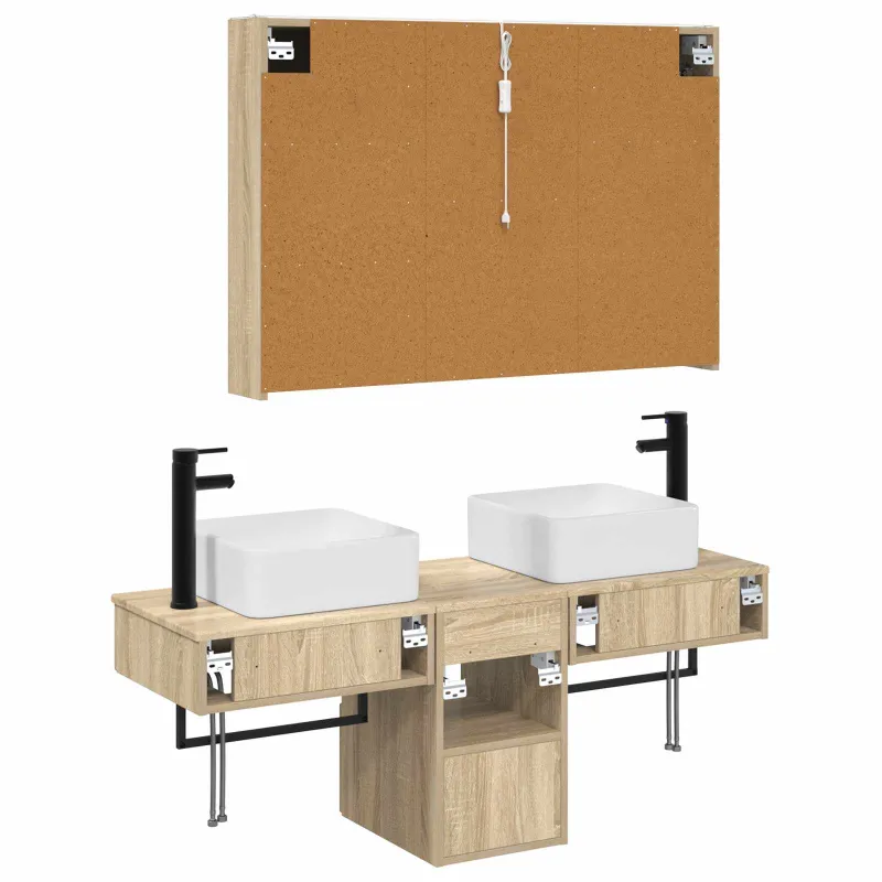 Vonios spintos komplektas 4 pcs Sonoma ąžuolas