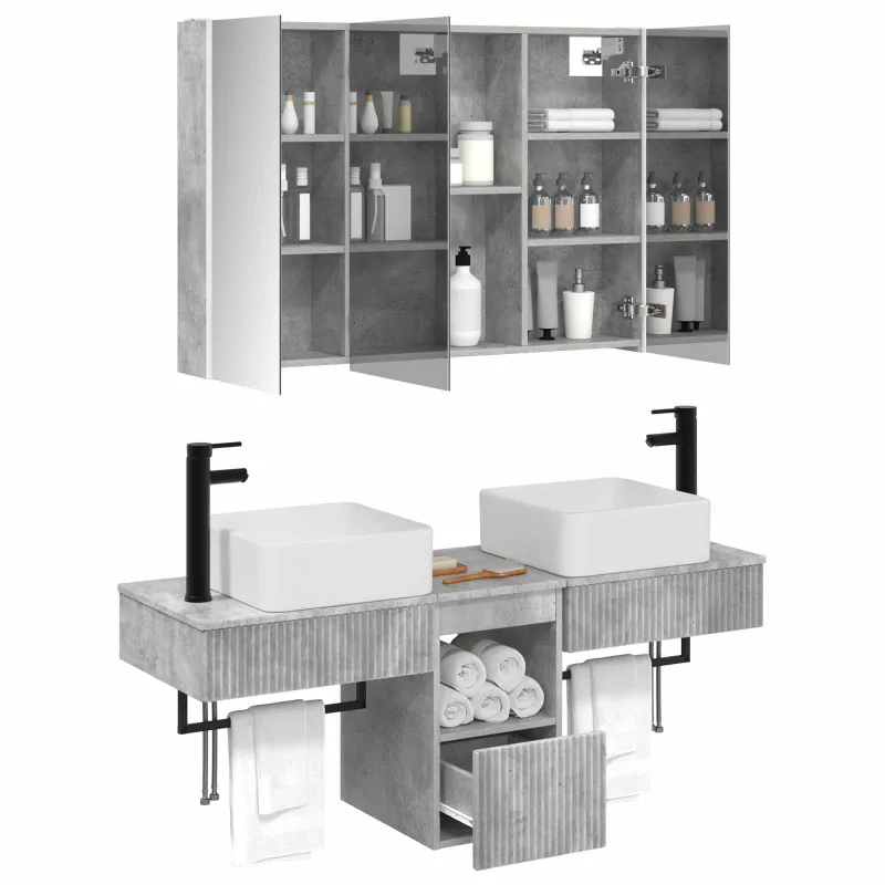 Vonios spintos komplektas 4 pcs Betono pilka