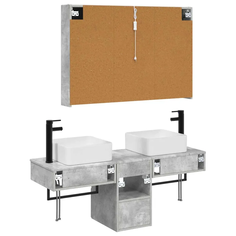 Vonios spintos komplektas 4 pcs Betono pilka