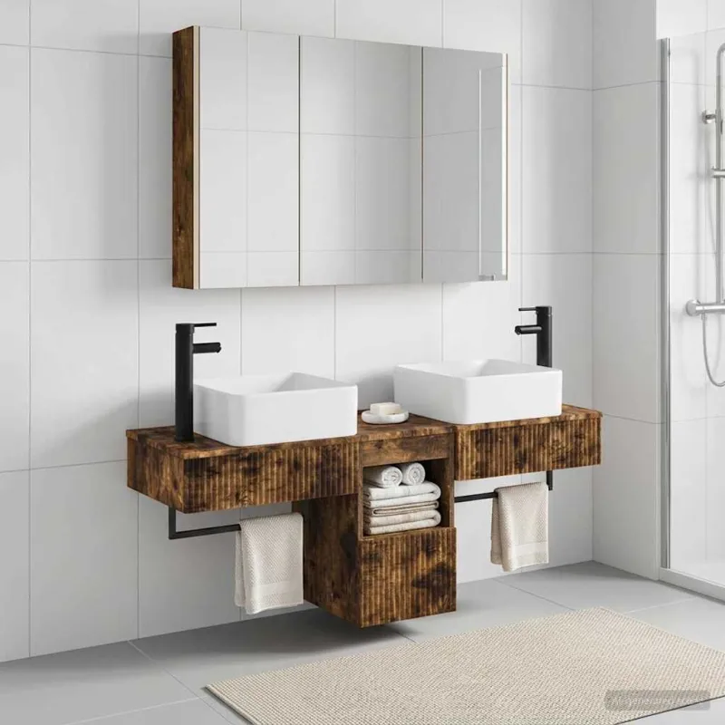 Vonios spintos komplektas 4 pcs Dūminio ąžuolo