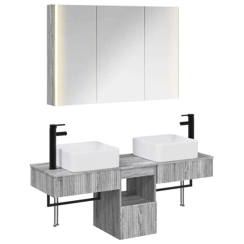 Vonios spintos komplektas 4 pcs Pilka Sonoma