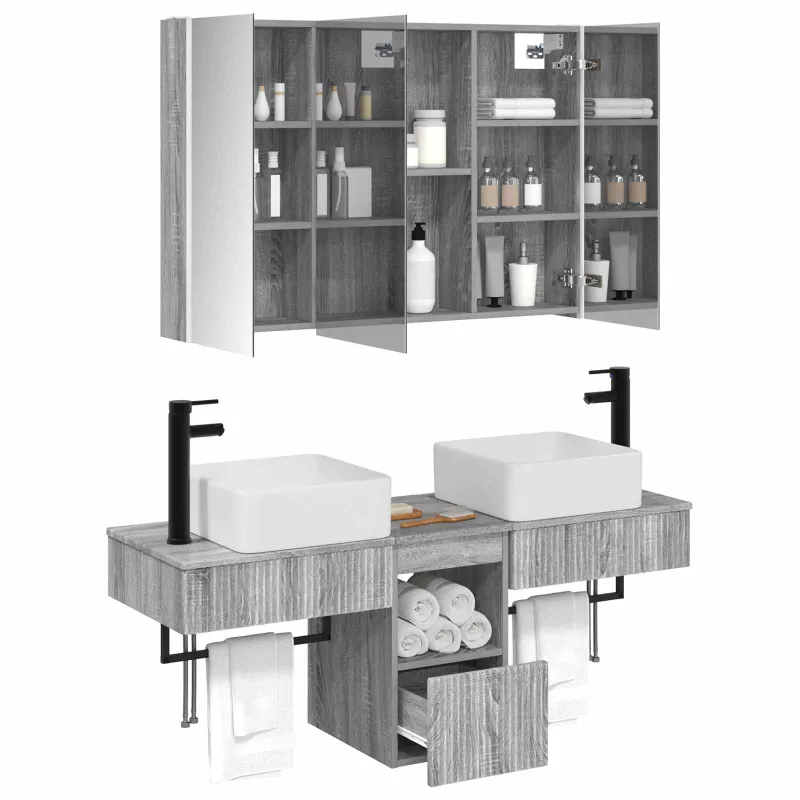 Vonios spintos komplektas 4 pcs Pilka Sonoma