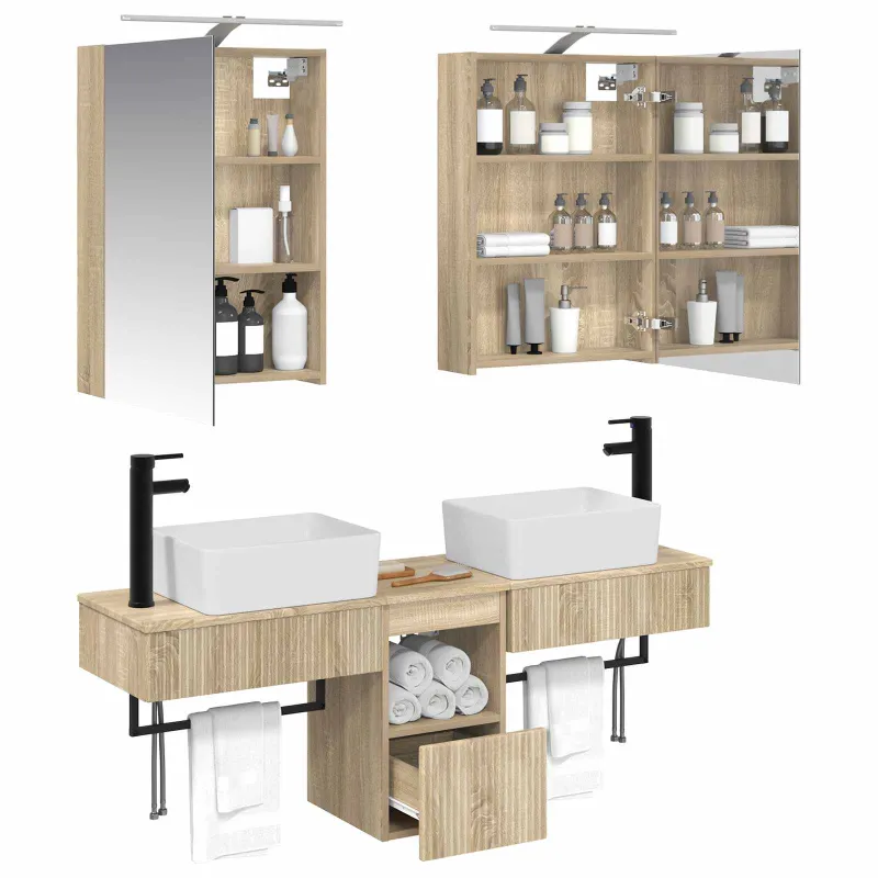 Vonios spintos komplektas 5 pcs Sonoma ąžuolas