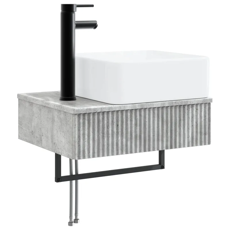 Vonios spintos komplektas 5 pcs Betono pilka 50 x 14,5 x 70 cm