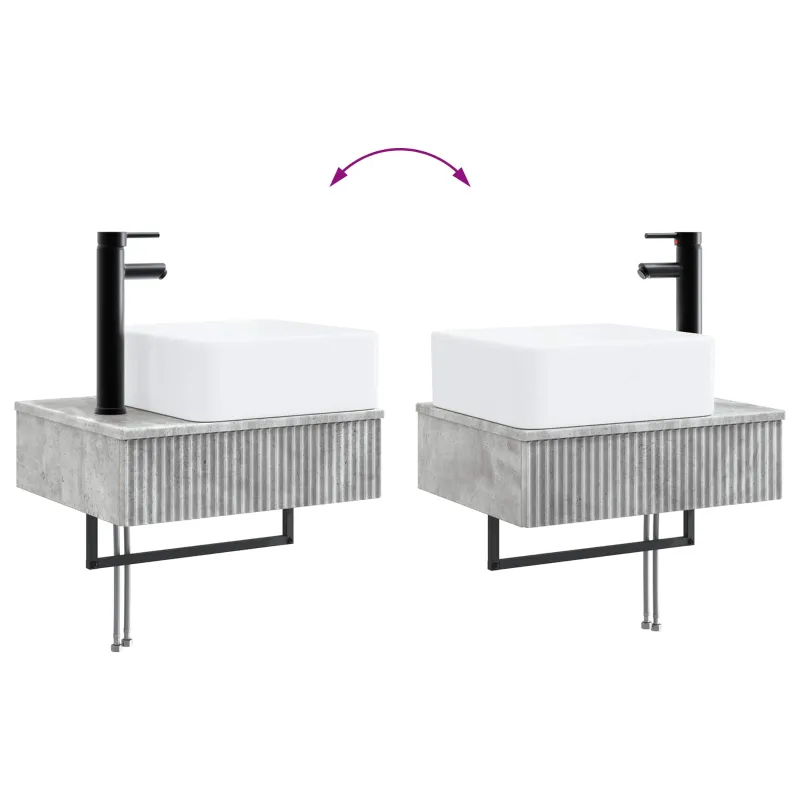 Vonios spintos komplektas 5 pcs Betono pilka 50 x 14,5 x 70 cm