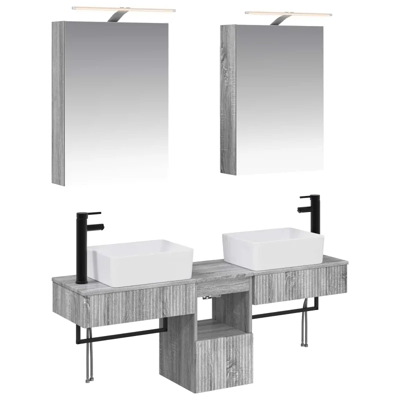 Vonios spintos komplektas 5 pcs Pilka Sonoma 50 x 14,5 x 70 cm