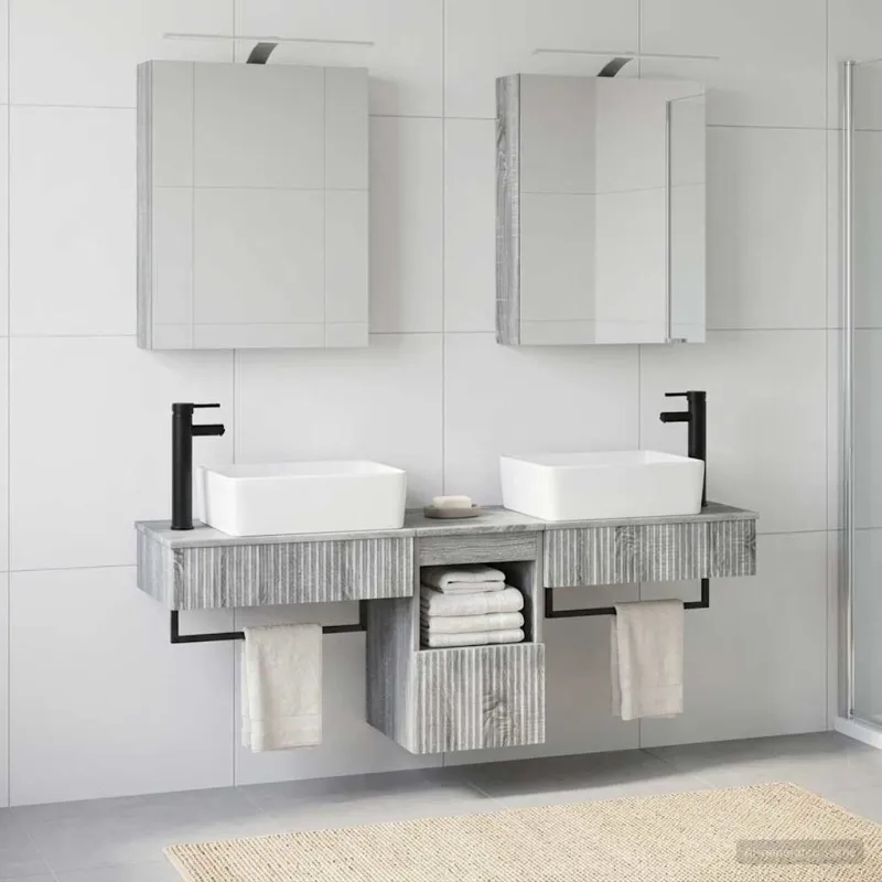 Vonios spintos komplektas 5 pcs Pilka Sonoma 50 x 14,5 x 70 cm