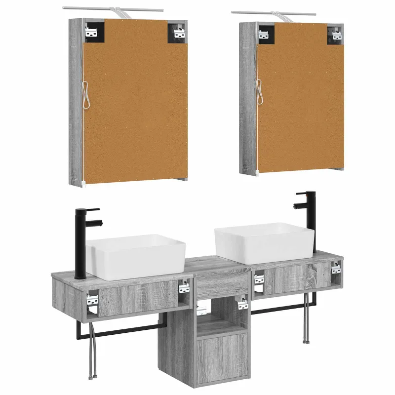 Vonios spintos komplektas 5 pcs Pilka Sonoma 50 x 14,5 x 70 cm
