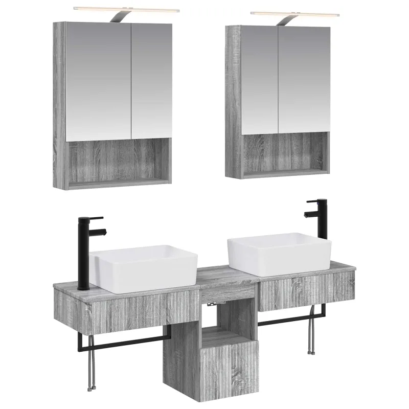 Vonios spintos komplektas 5 pcs Pilka Sonoma 50 x 14,5 x 70 cm