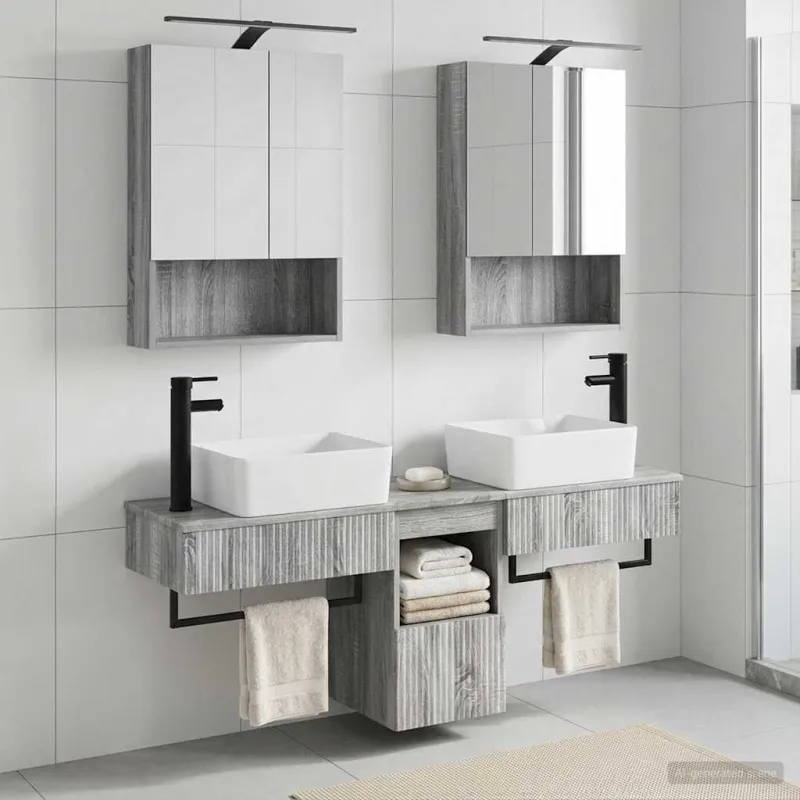 Vonios spintos komplektas 5 pcs Pilka Sonoma 50 x 14,5 x 70 cm