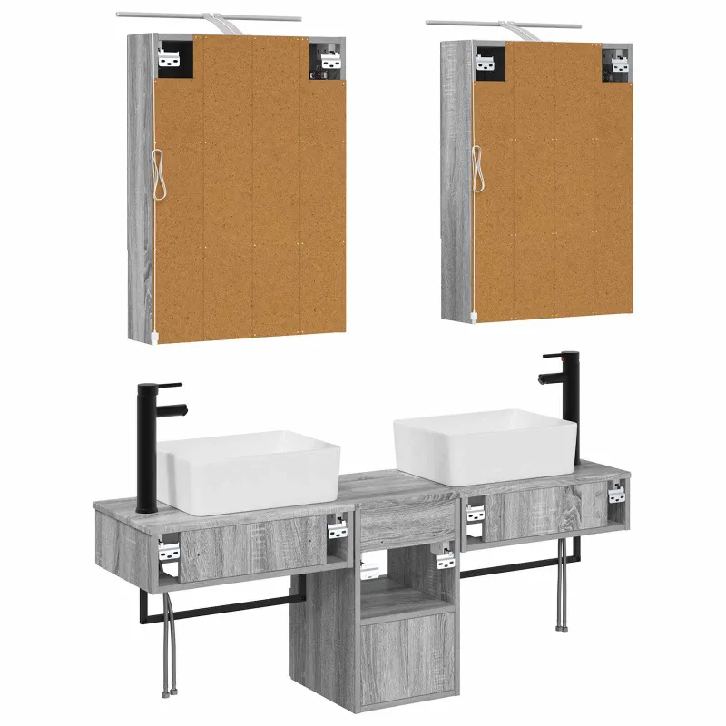 Vonios spintos komplektas 5 pcs Pilka Sonoma 50 x 14,5 x 70 cm