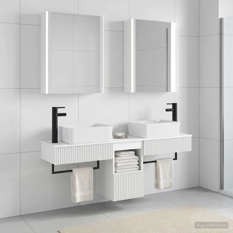 Vonios spintos komplektas 5 pcs Balta 53 x 15,5 x 70 cm