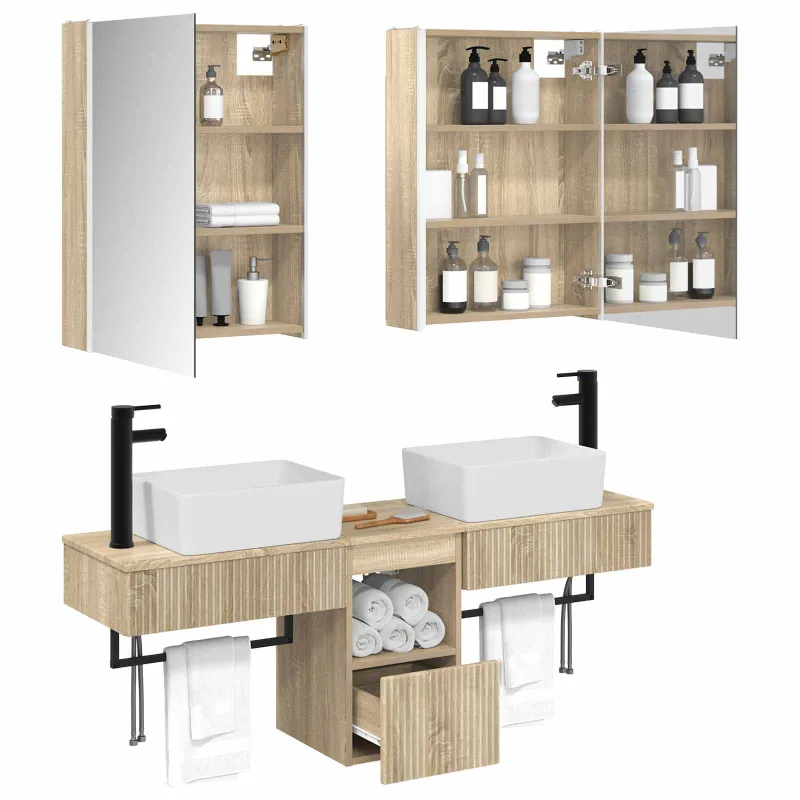 Vonios spintos komplektas 5 pcs Sonoma ąžuolas