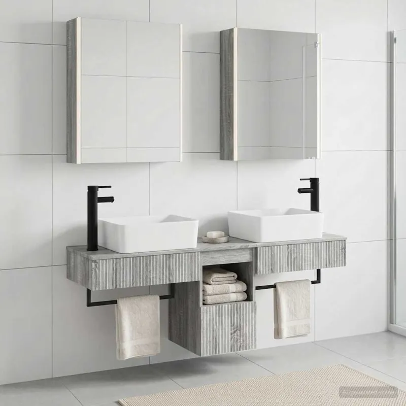 Vonios spintos komplektas 5 pcs Pilka Sonoma 53 x 15,5 x 70 cm