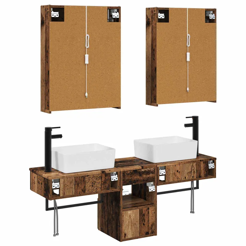 Vonios spintos komplektas 5 pcs Sendintos medienos