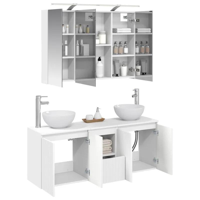 Vonios spintos komplektas 4 pcs Balta 100 x 14,5 x 70 cm