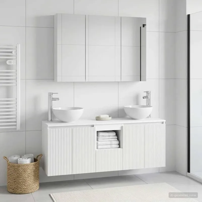 Vonios spintos komplektas 4 pcs Balta 100 x 14,5 x 70 cm