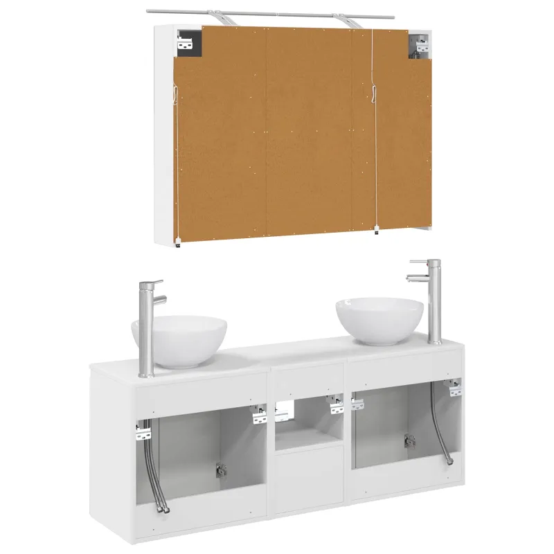 Vonios spintos komplektas 4 pcs Balta 100 x 14,5 x 70 cm