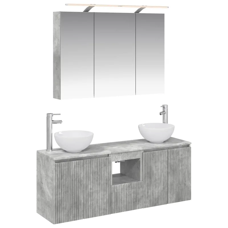 Vonios spintos komplektas 4 pcs Betono pilka 100 x 14,5 x 70 cm