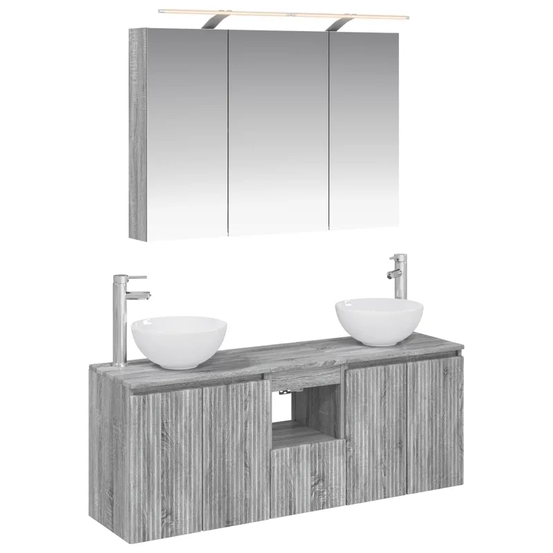 Vonios spintos komplektas 4 pcs Pilka Sonoma 100 x 14,5 x 70 cm
