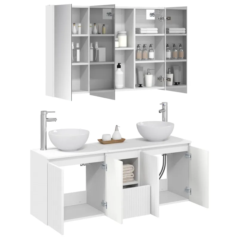 Vonios spintos komplektas 4 pcs Balta 103,5 x 15,5 x 70 cm