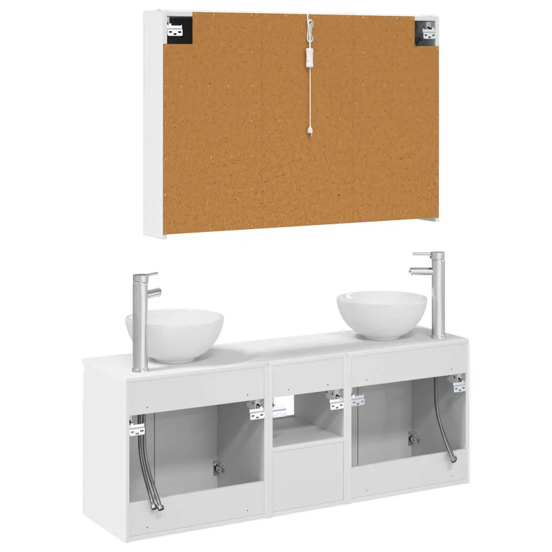 Vonios spintos komplektas 4 pcs Balta 103,5 x 15,5 x 70 cm