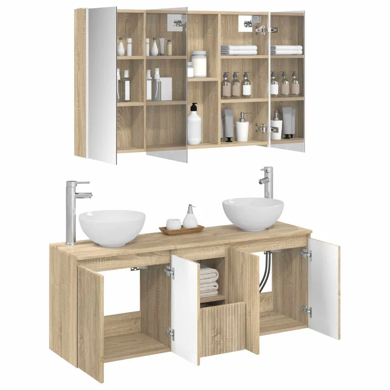 Vonios spintos komplektas 4 pcs Sonoma ąžuolas