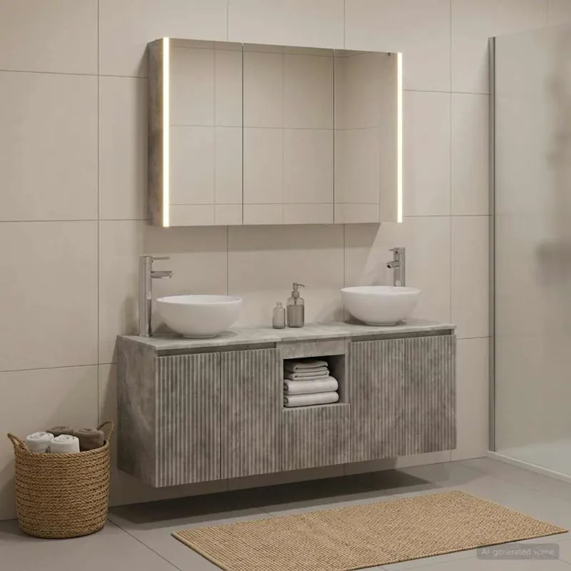 Vonios spintos komplektas 4 pcs Betono pilka
