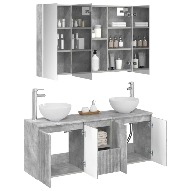 Vonios spintos komplektas 4 pcs Betono pilka