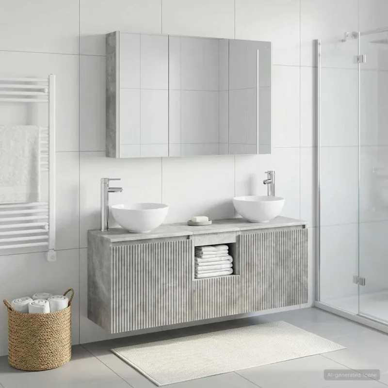 Vonios spintos komplektas 4 pcs Betono pilka