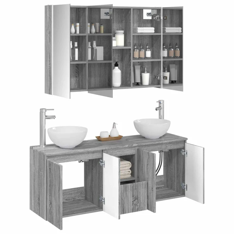 Vonios spintos komplektas 4 pcs Pilka Sonoma